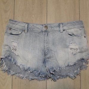 Distressed Blue Jean Shorts